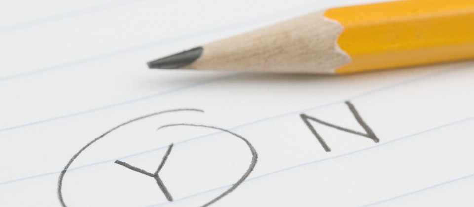Pencil with "Y" Circled For Yes